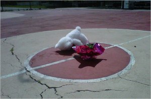 The basketball court where Jaewan Martin died.